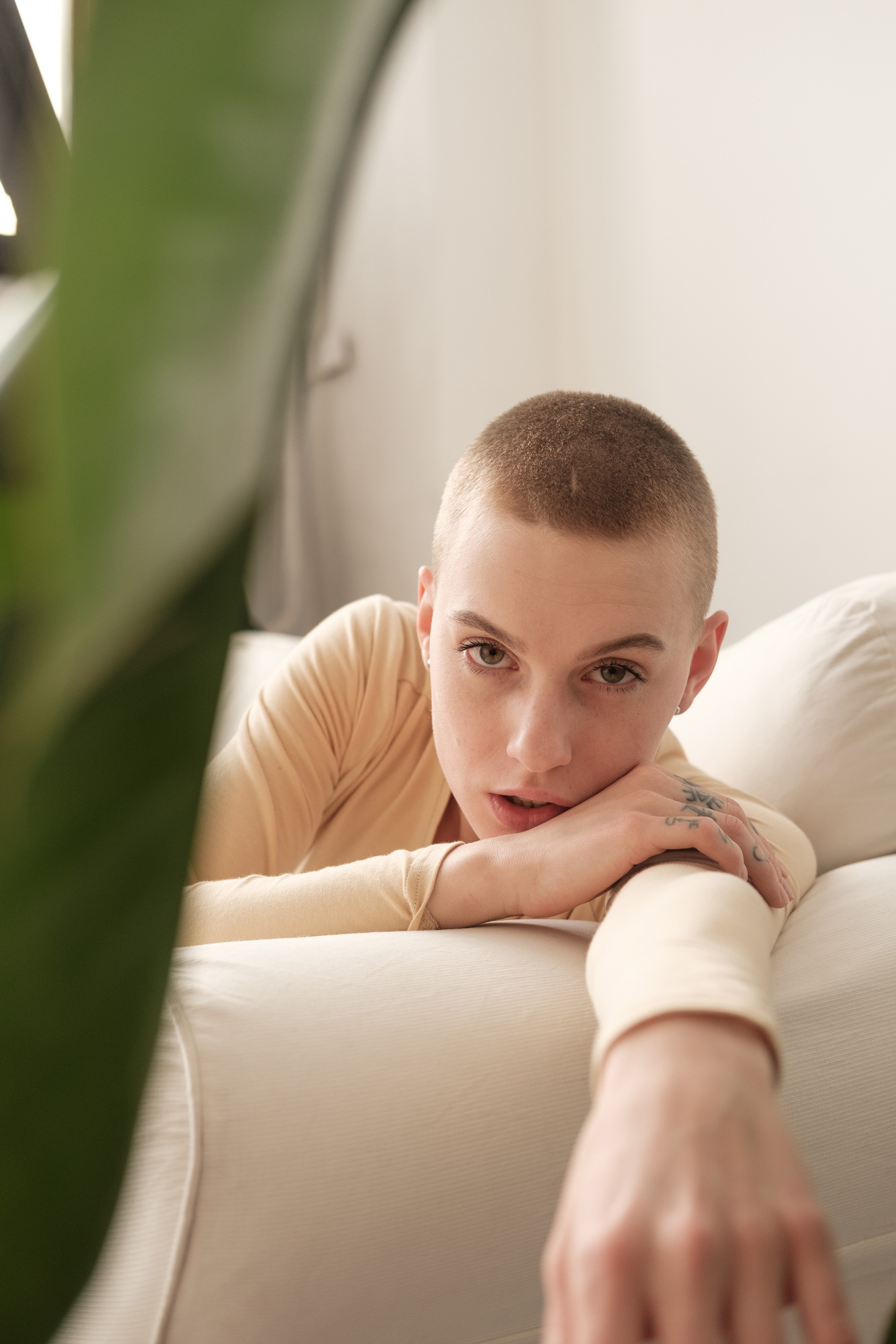 Woman Sitting Alone on the Couch